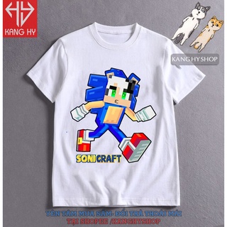 Áo sonic minecraft  nhím xanh tốc độ bé trai bé gái đều mê Vải Mát đủ size F194