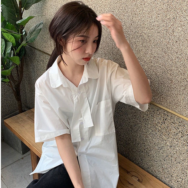 Áo sơ mi dáng rộng thiết kế mới thời trang phong cách Hàn Quốc dành cho nữ
