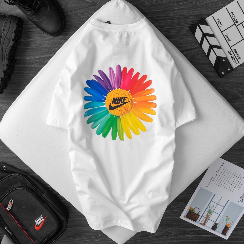 Áo Thun Thể Thao N!ke Nam Nữ Chính Hãng - Giá Rẻ - Chất Lượng 100% cotton - In Hình Hoa Cúc Logo N!ke