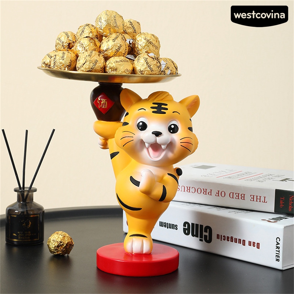 1 bộ tượng điêu khắc để bàn hình chú hổ dễ thương trang trí văn phòng
