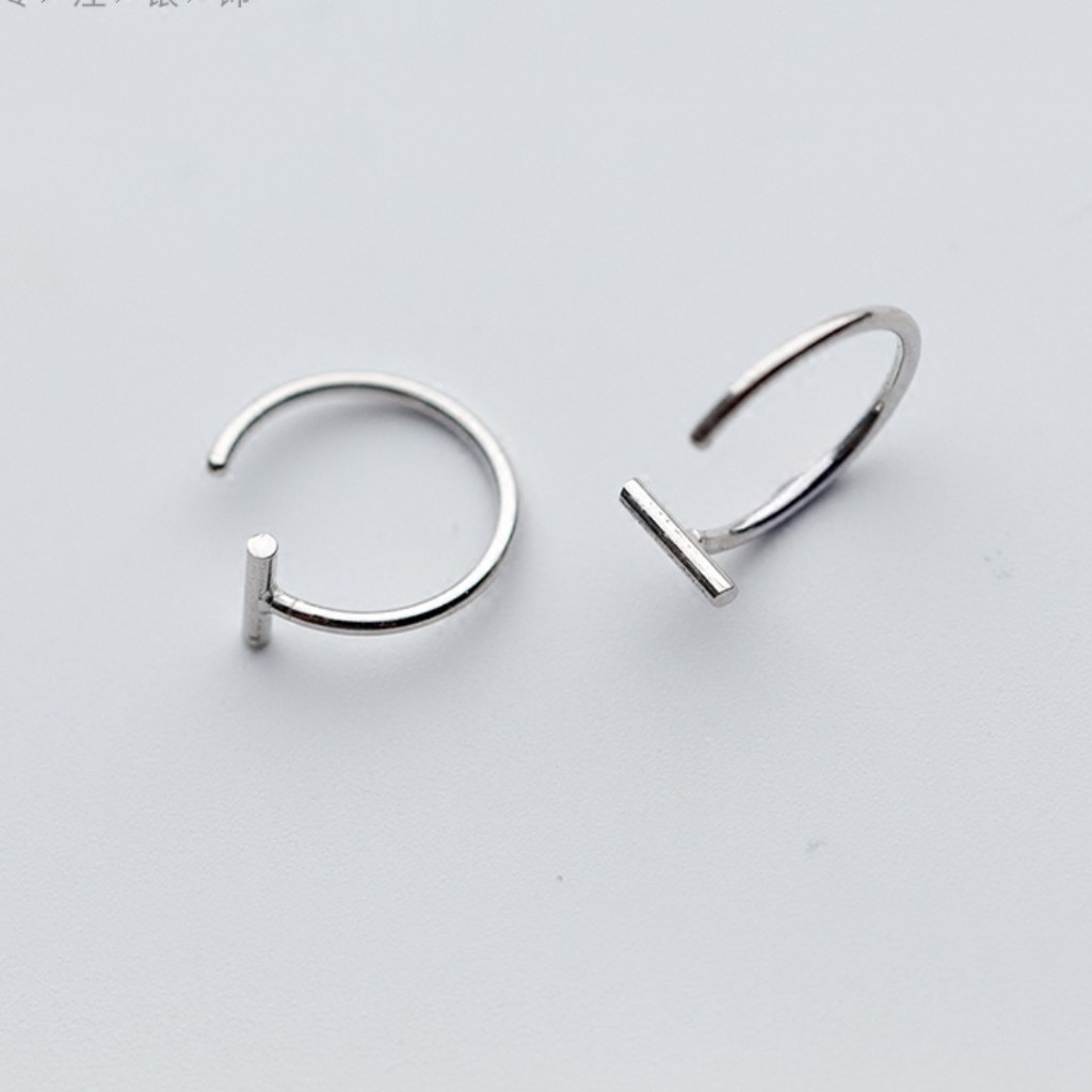 Bông tai bạc nữ dạng móc thanh ngang cá tính DaLiA Jewelry khuyên tai bạc 925 cho nàng thơ