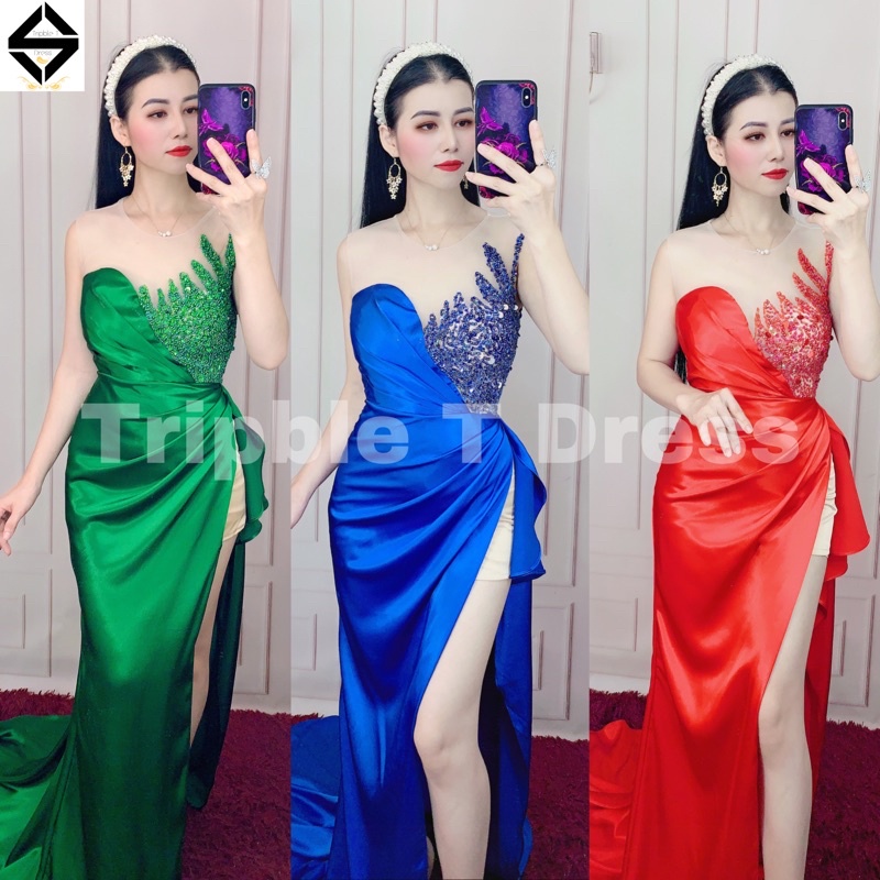 Đầm maxi body dạ hội kết cườm ngực siêu xinh TRIPBLE T DRESS - size S/M/L- MS407V