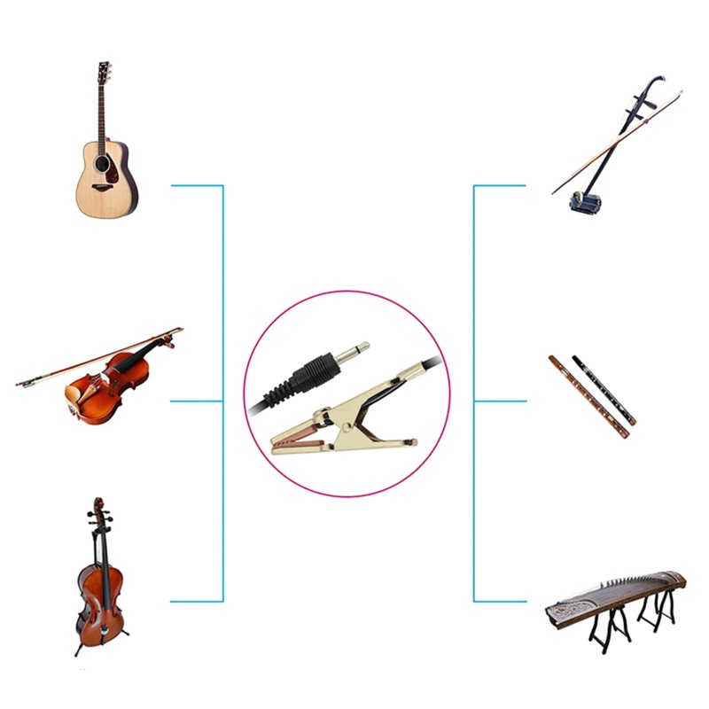 Kẹp Lên Dây 3 5mm Kèm Dây Cáp 1 5m Màu Đen Chuyên Dụng Cho Đàn Violin Và Erhu Cellos