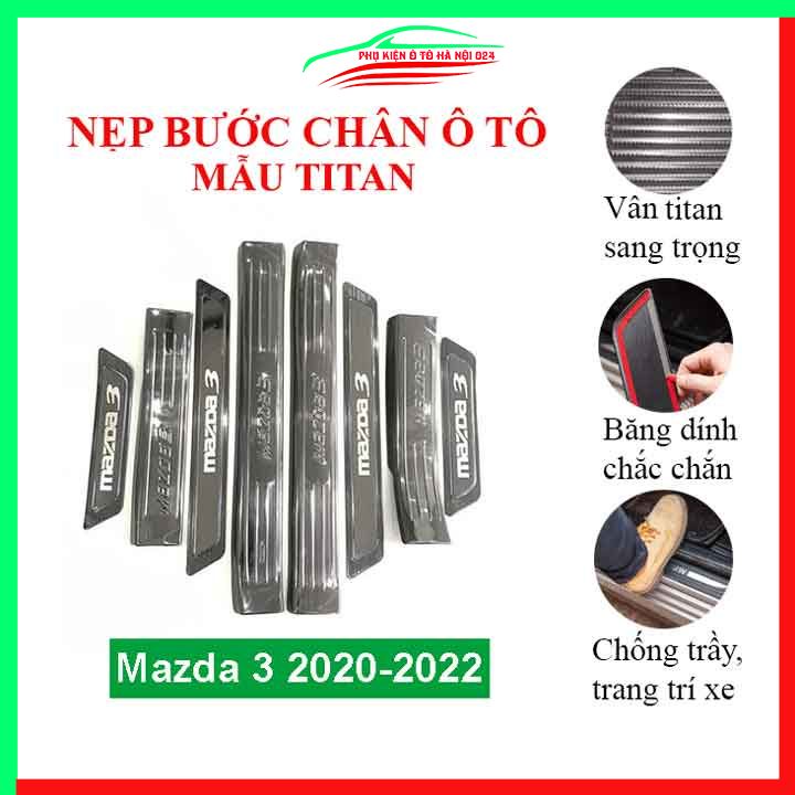 Ốp bậc cửa nẹp bước chân TITAN ô tô Mazda 3 2020-2022 chống trầy bảo vệ xe