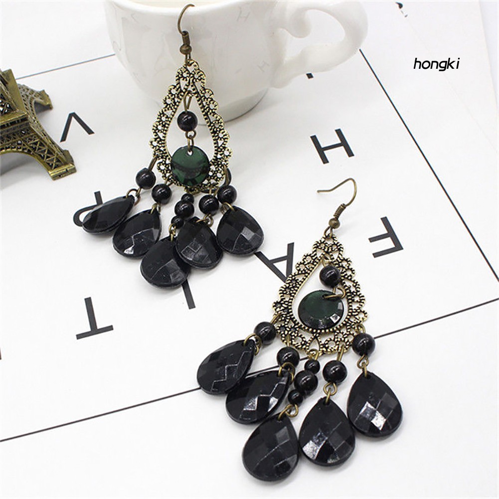 Bông tai dáng dài hình giọt nước phong cách boho thời trang cho nữ