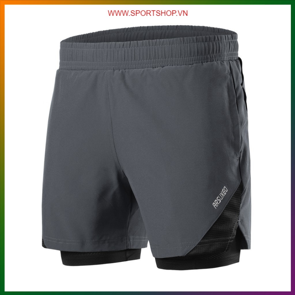 Quần chạy bộ nam ARSUXEO MS04, quần short thể thao 2 lớp (boxer) với thiết kế 4 túi siêu tiện lợi, màu sắc cực nổi bật | BigBuy360 - bigbuy360.vn