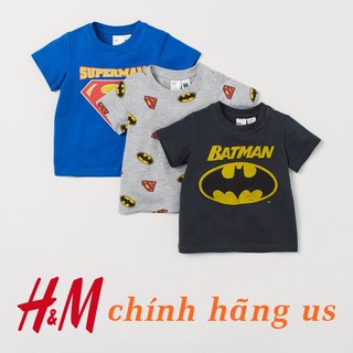 [tra order] Set 3 Áo thun cho bé trai vải cotton H&M chính hãng auth siêu nhân, người nhện, người dơi