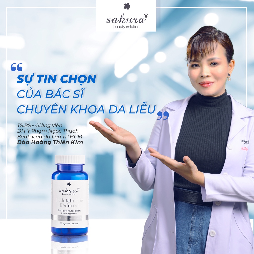 Viên uống trắng da chống lão hóa Sakura L-Glutathione Reduced 60 viên