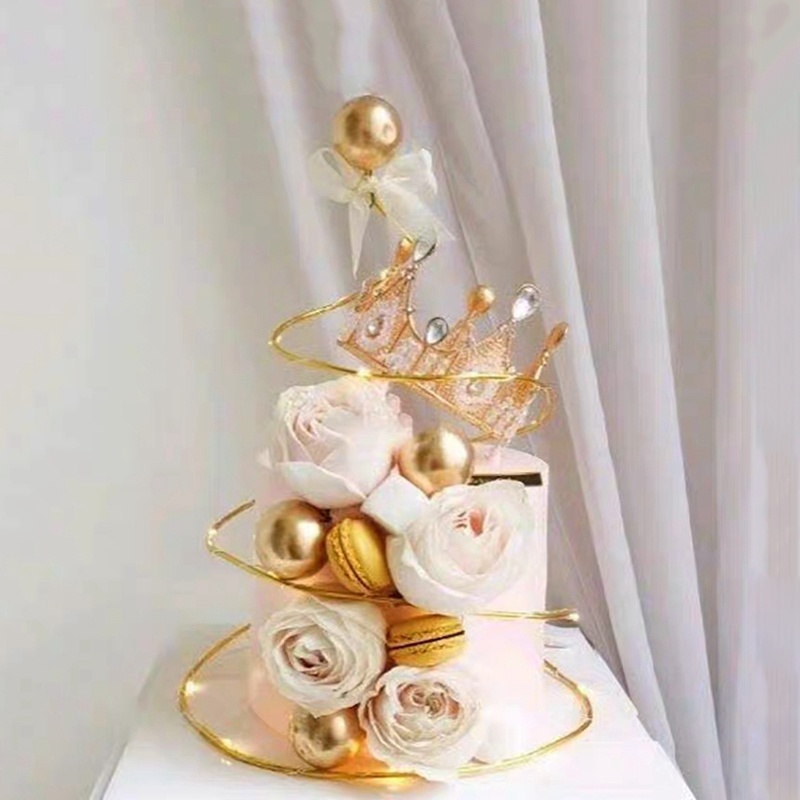 Phụ kiện trang trí bánh sinh nhật hình quả cầu/bạc bằng sắt màu vàng kim cương DIY