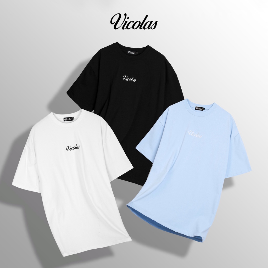 Áo thun unisex vải Cotton co giãn 4 chiều thoáng mát co giãn thêu logo Vicolas - V VICOLAS BASIC TEE