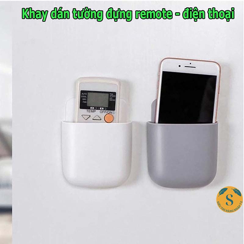 Khay gắn tường để đựng remote, điều khiển máy lạnh tiện dụng treo tường (giao màu ngẫu nhiên) [KHAY DÁN]]