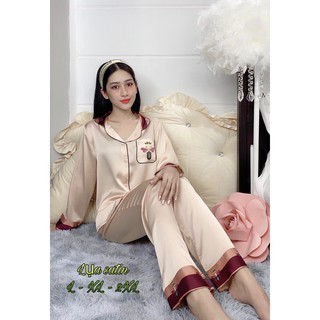 Bộ lụa satin Tay dài Quần dài có size (hình chụp thật 100%)