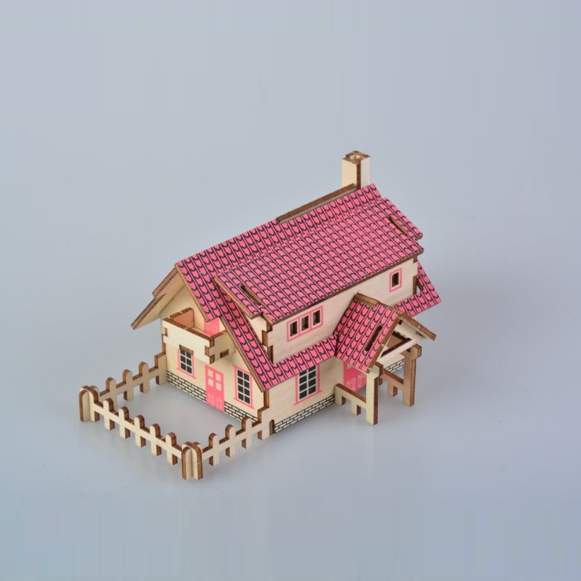 Đồ chơi lắp ráp gỗ 3D Mô hình Nhà Ranch House Laser