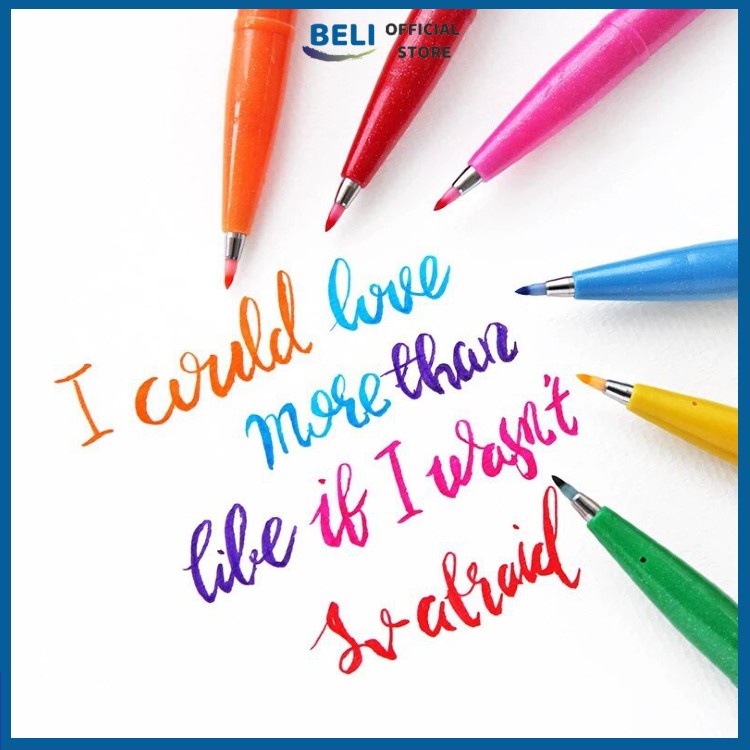 Bút PENTEL Brush Sign Pen 12 màu mới nhất 2021 chuyên dùng cho chữ ký, thư pháp