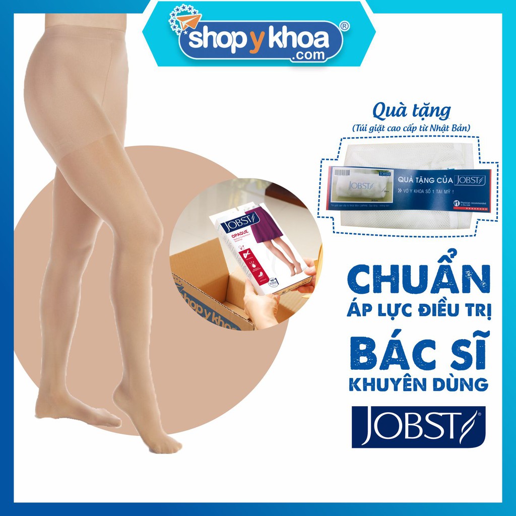 Vớ y khoa hông JOBST Opaque - Mỏng, màu da, hở ngón,20 - 30 mmHg, điều trị giãn tĩnh mạch chân (tất y khoa)