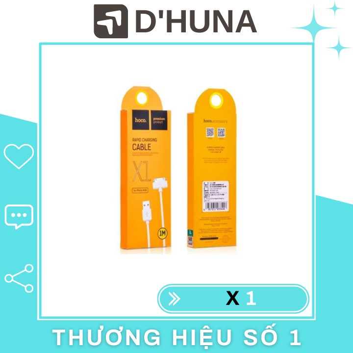 Sạc Iphone 4 [CHÍNH HÃNG]⚡️HOCO X1 ✔1M ✔Chuẩn Main ✔Siêu Bền [BẢO HÀNH ĐỔI MỚI] - HunaStore