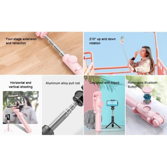 Mới Gậy Chụp Ảnh Tự Sướng Bluetooth Có Thể Gấp Gọn Màu Hồng | BigBuy360 - bigbuy360.vn
