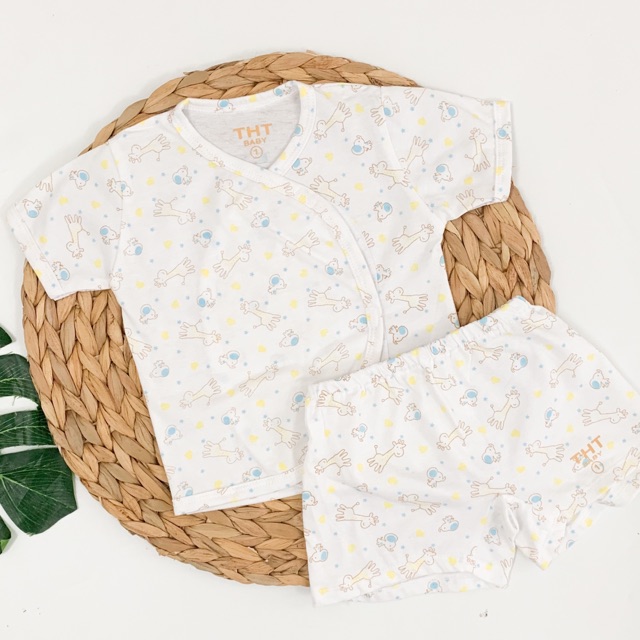 BỘ ÁO DÁN SƠ SINH COTTON HOẠ TIẾT TAY NGẮN - NHIỀU MẪU