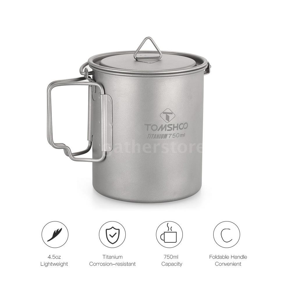 Ấm nấu nước bằng titan dung tích 750ml dùng đi cắm trại