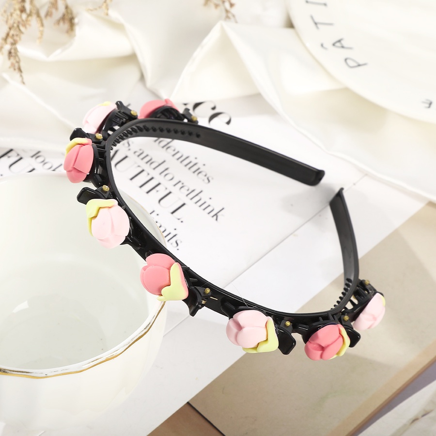 Băng Đô Cài Tóc Bằng Nhựa Đính Hoa Thời Trang Hàn Quốc Cho Nữ