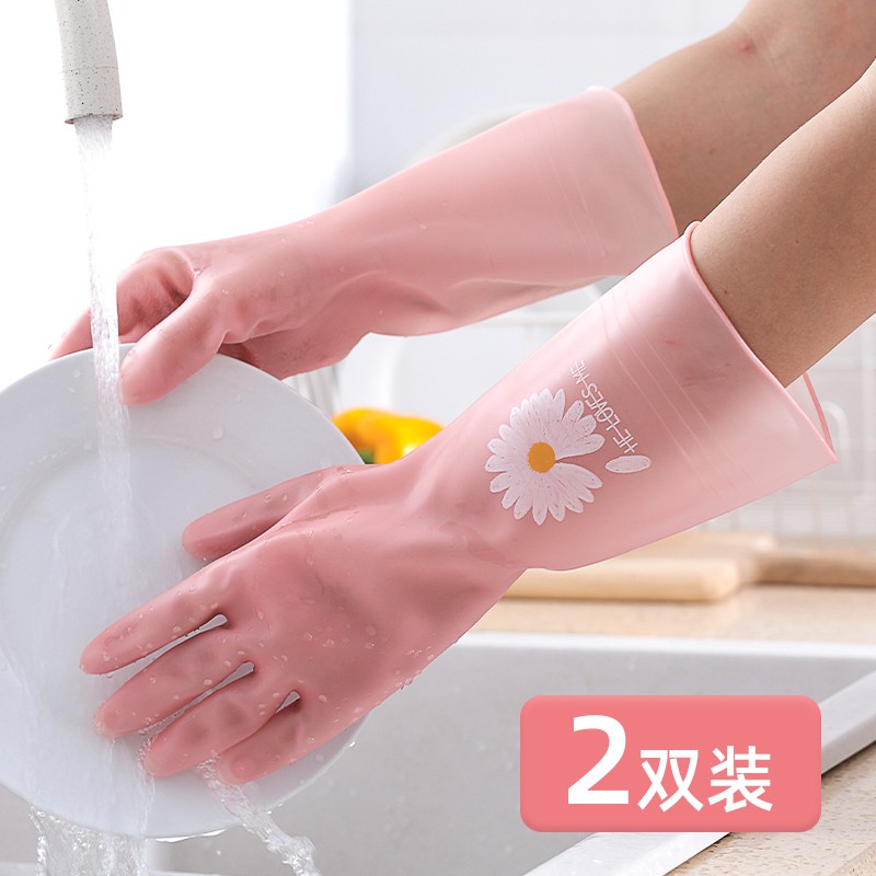 PVN30223 Găng tay rửa bát chén in hình hoa cúc dễ thương .