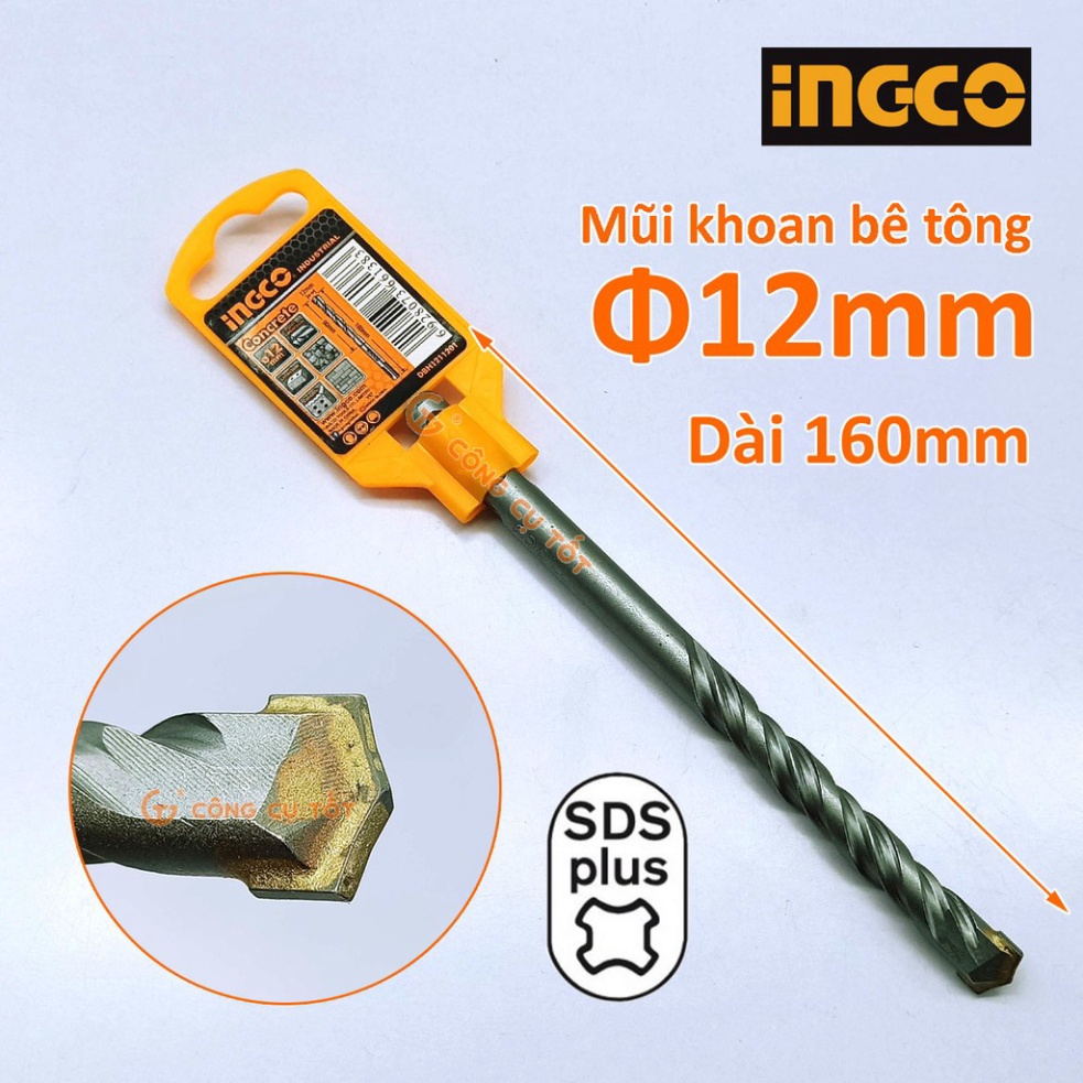 Mũi khoan bê tông chuôi gài INGCO ( phi 8 đến 12mm tùy chọn)