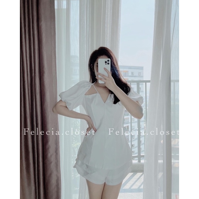Áo peblum dây đan chéo cổ