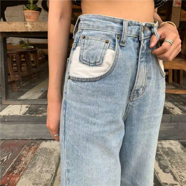 Hàng có sẵn_ Quần jeans ống dài rộng cá tính ( kèm ảnh thật) | BigBuy360 - bigbuy360.vn