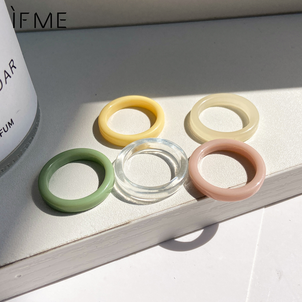 IF ME Nhẫn resin trong suốt nhiều màu có thể điều chỉnh kích cỡ