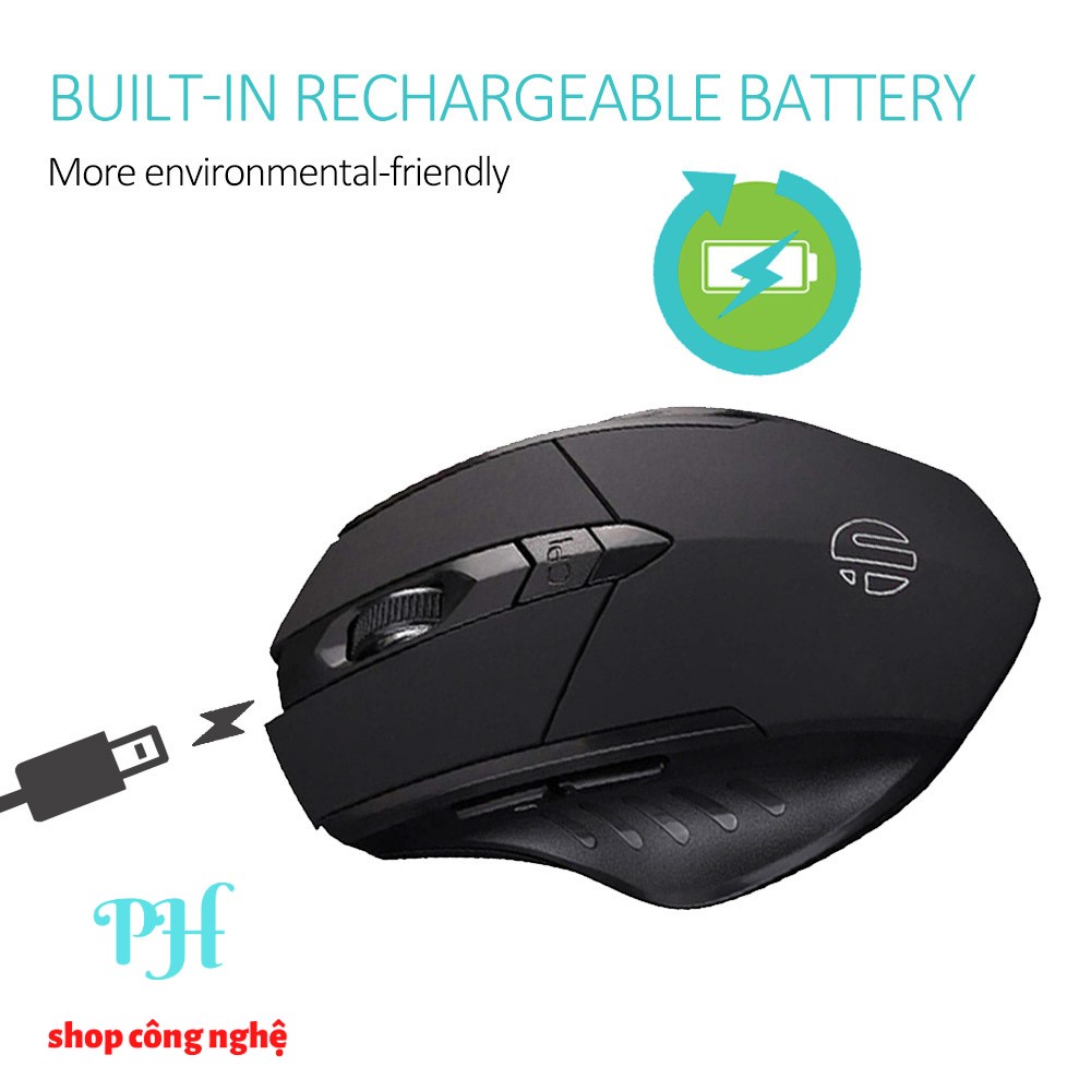 [COMBO KHUYẾN MÃI] Chuột không dây silent mouse Inphic PM6 kết nối USB Wireless 2.4G, Bluetooth chơi game + Lót chuột