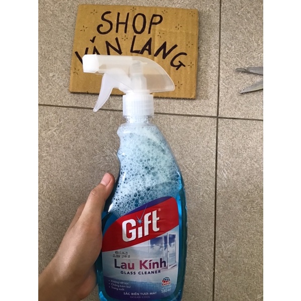 Nước lau kính Gift 580 ml xanh biển tươi mát sạch không tì vết