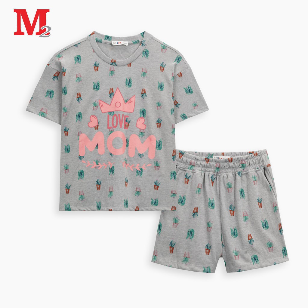 Bộ quần áo nữ cộc tay họa tiết Love Baby K0030379 Thời trang M2