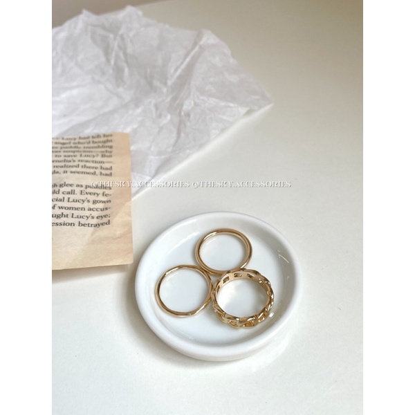 Set nhẫn hình khối hình xoắn 3 chiếc basic 𝙏𝙝𝙚 𝙎𝙠𝙮 𝘼𝙘𝙘𝙚𝙨𝙨𝙤𝙧𝙞𝙚𝙨