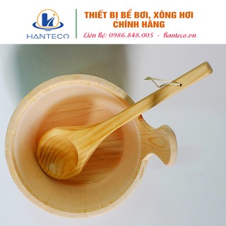 Xô muôi gỗ dùng cho phòng xông khô, dụng cụ múc nước, chứa nước