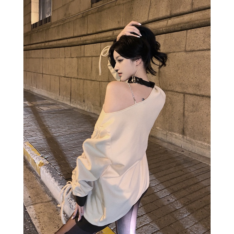 IELGY Áo sweater dáng rộng thời trang sành điệu cho nữ