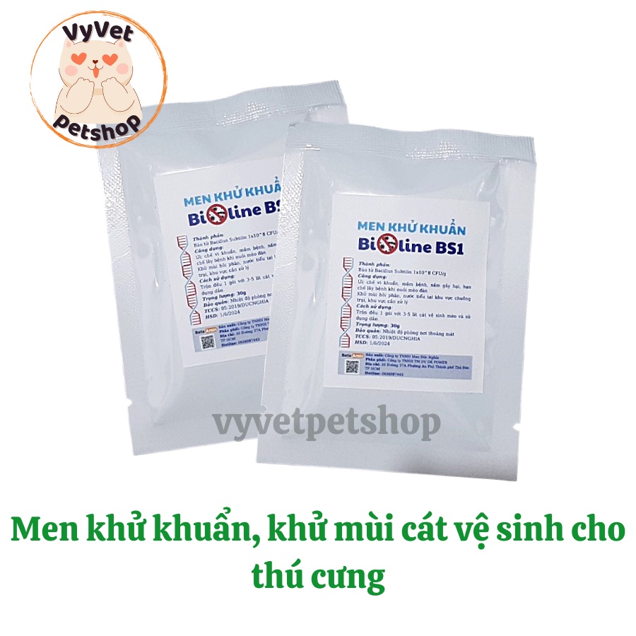 Men khử khuẩn, khử mùi cát vệ sinh Bioline BS1 gói 30g
