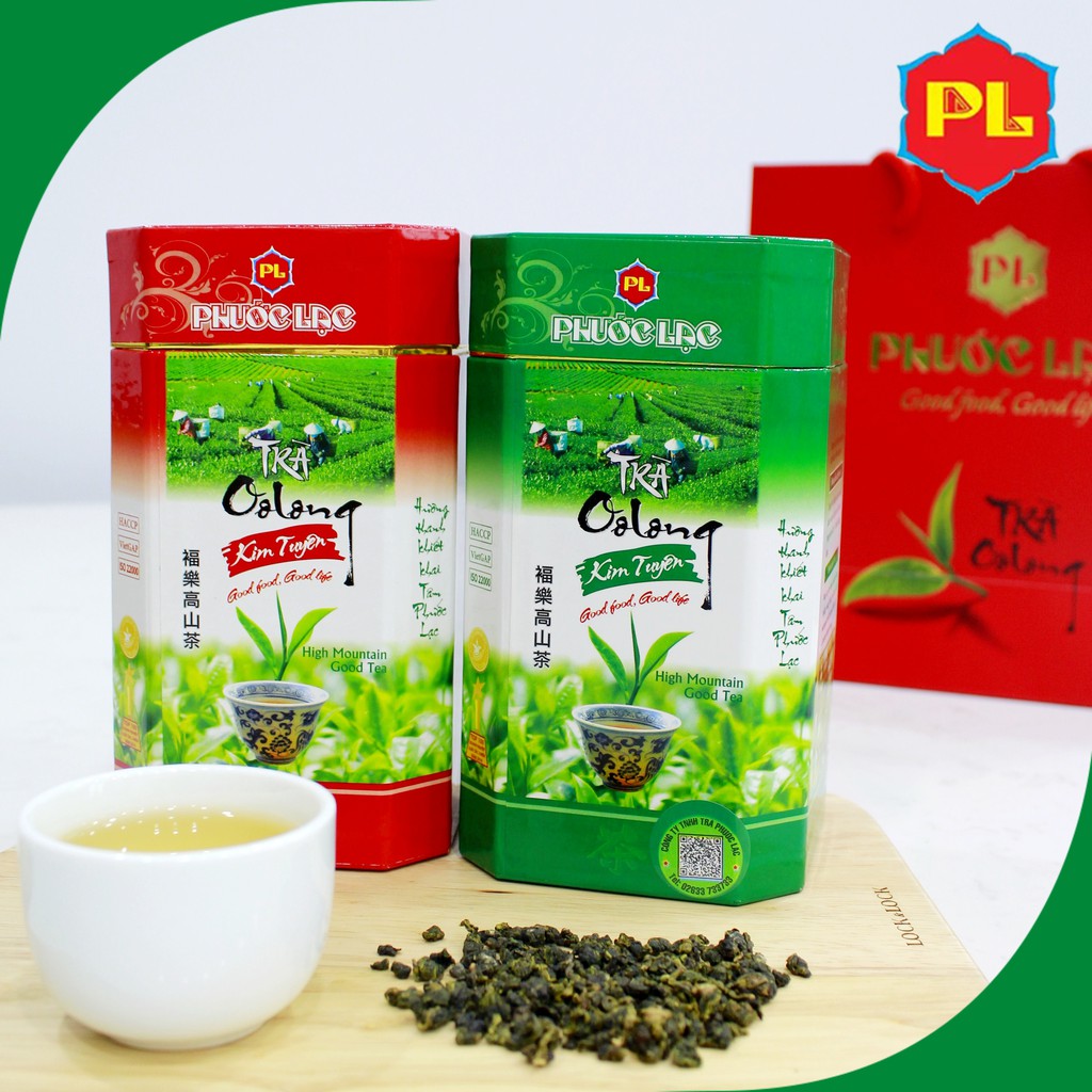 02 Hộp trà biếu cao cấp 250g Trà ô long  Kim Tuyên Phước Lạc (Oolong Tea)