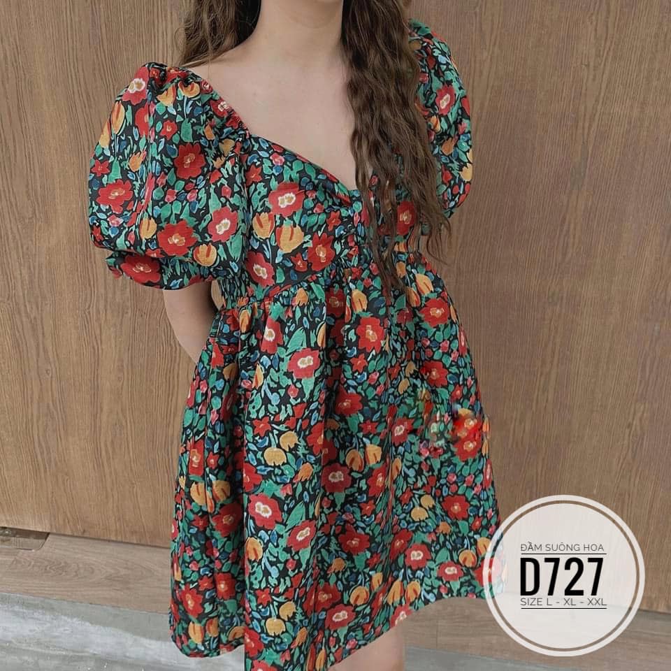 BIGSIZE Đầm suông hoa D727 Chất liệu: vải kate xô