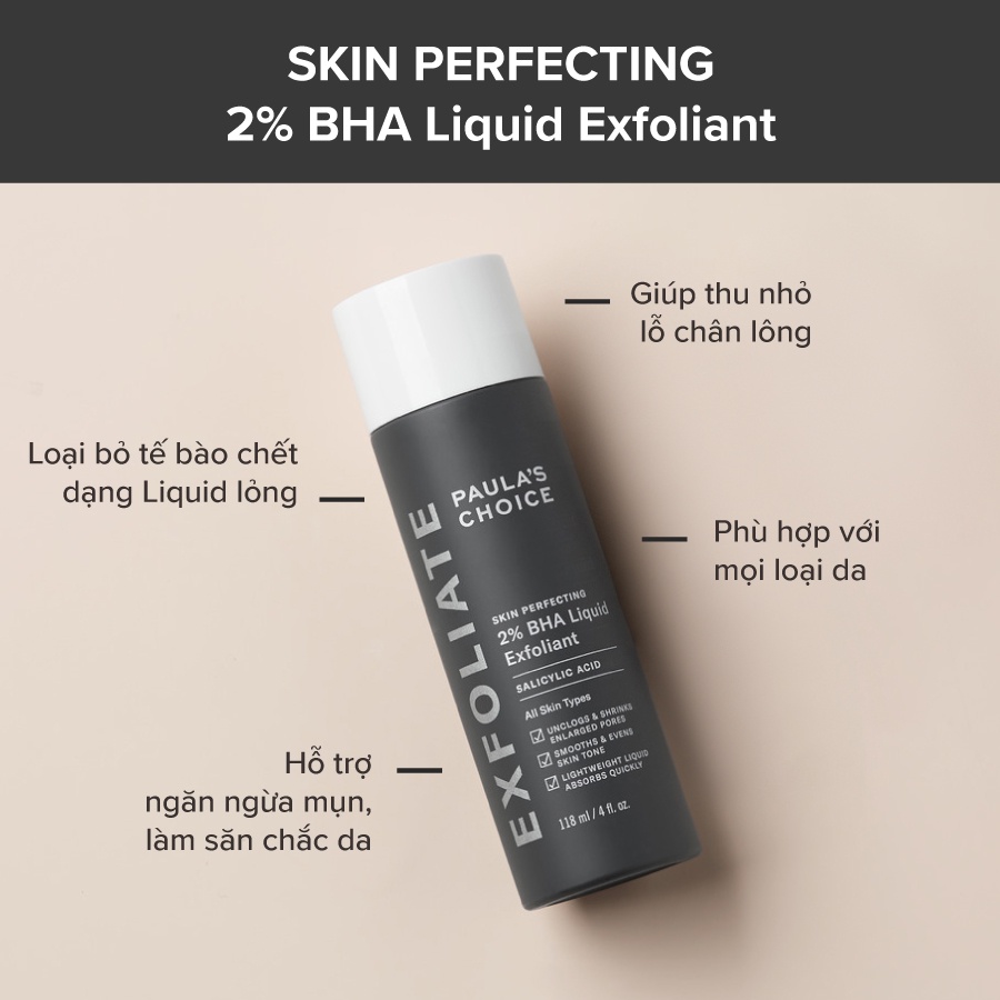 Tẩy Tế Bào Da Chết Paula's Choice Skin Perfecting 2% BHA Liquid Exfoliant Se Lỗ Chân Lông [MINI 30ML]