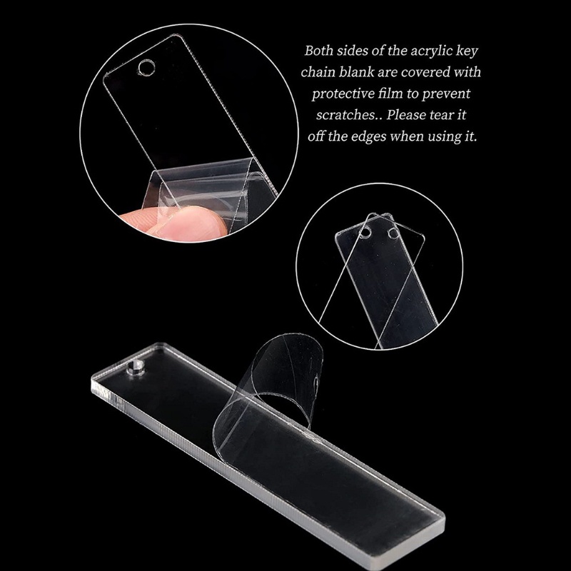 Set 50 Móc Khóa Acrylic Hình Chữ Nhật Rỗng Trong Suốt Dùng Làm Đồ Thủ Công DIY