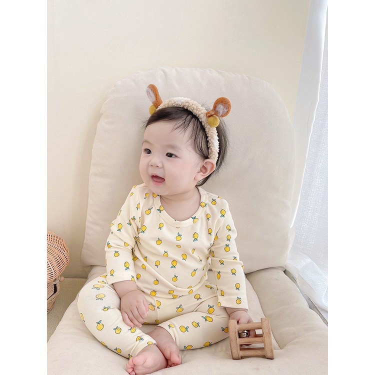 Bộ Đồ Ngủ Vải cotton Lưng Cao Giữ Ấm Tốt Thời Trang Cho Bé Từ 0-4 Tuổi