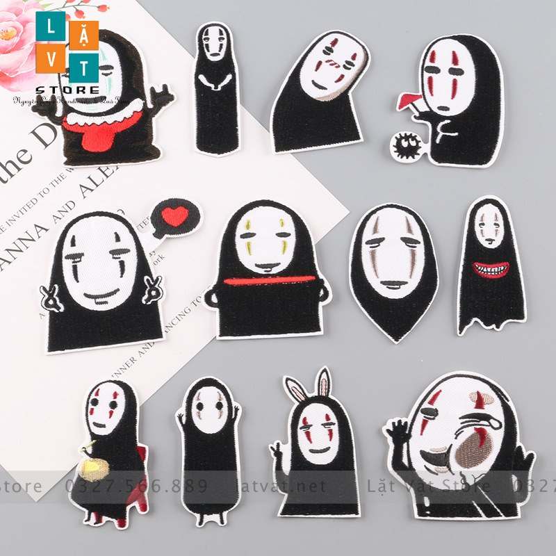 Patch ủi quần áo Vô diện , Sticker miếng dán hình cực kì dễ thương, dán Vali, tủ lạnh...
