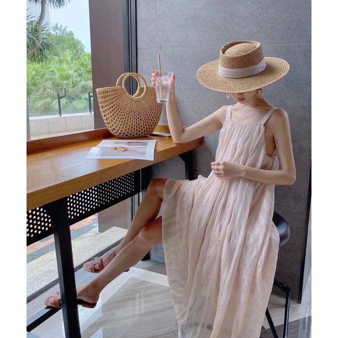 Jane Đầm suông đi biển sọc hoa văn sang trọng C272