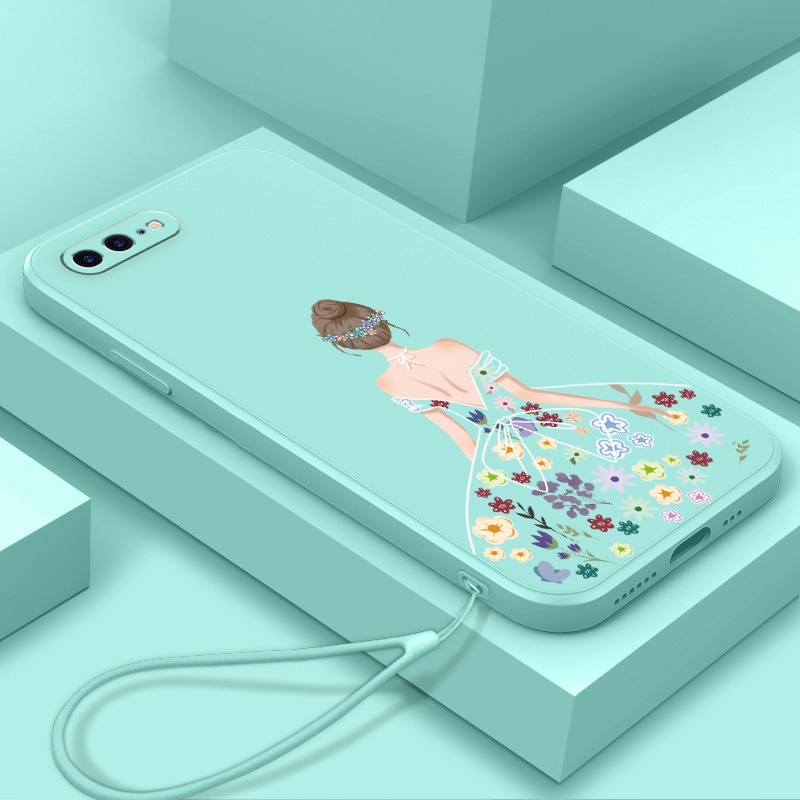 Ốp Lưng TPU Silicone HọA TiếT Hoa VớI Dây Đeo ThờI Trang Cho iPhone 7 plus 7 8 plus 8 6 6s 6 plus