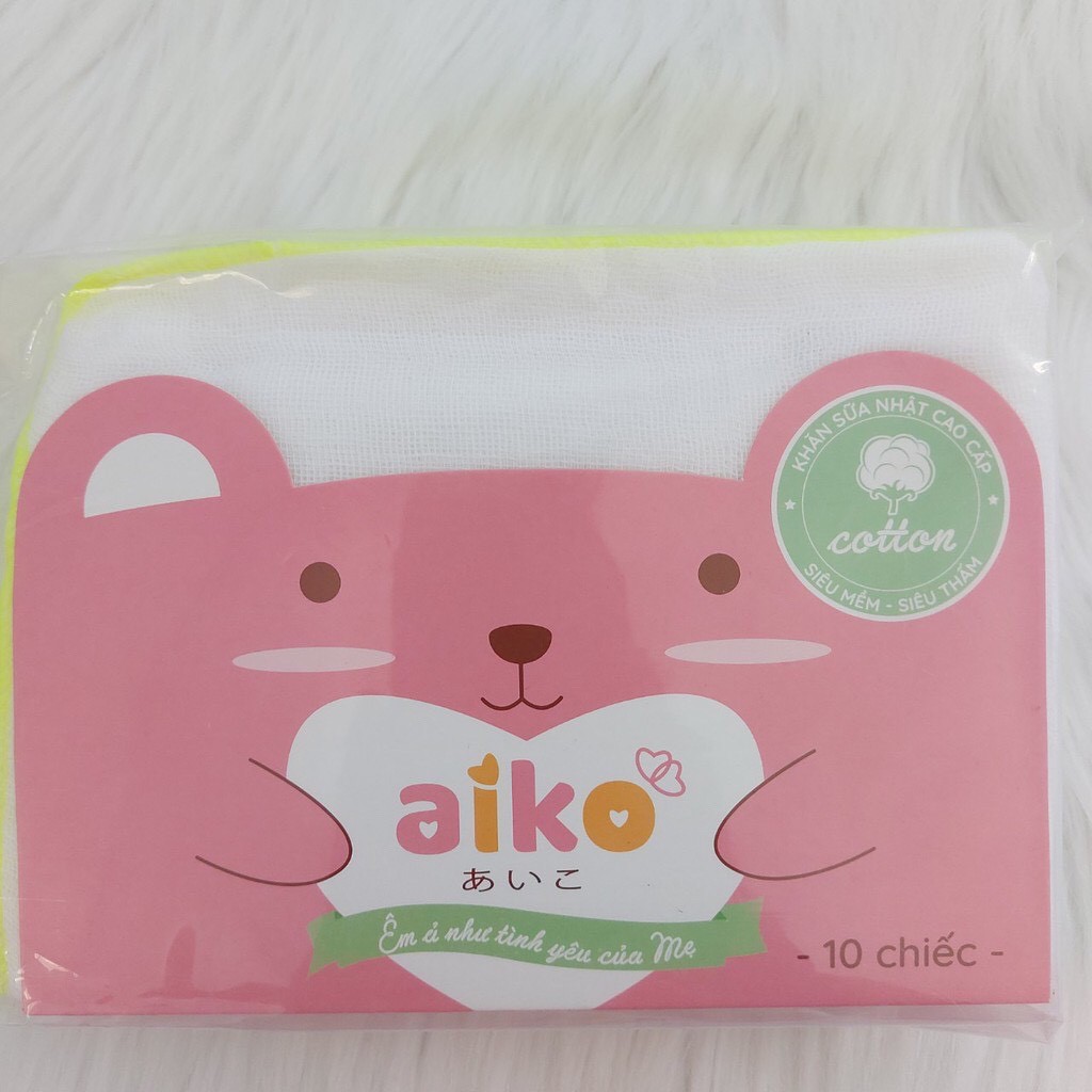 Khăn sữa Nhật Aiko 4 lớp mềm mịn cho bé sơ sinh