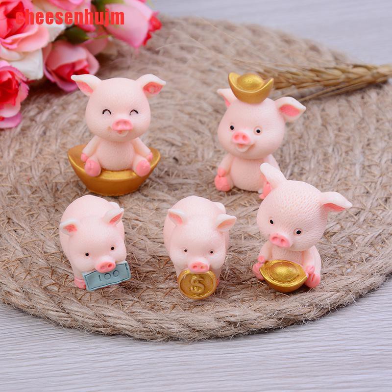 Set 5 Mô Hình Chú Heo Dễ Thương Trang Trí Vườn Diy