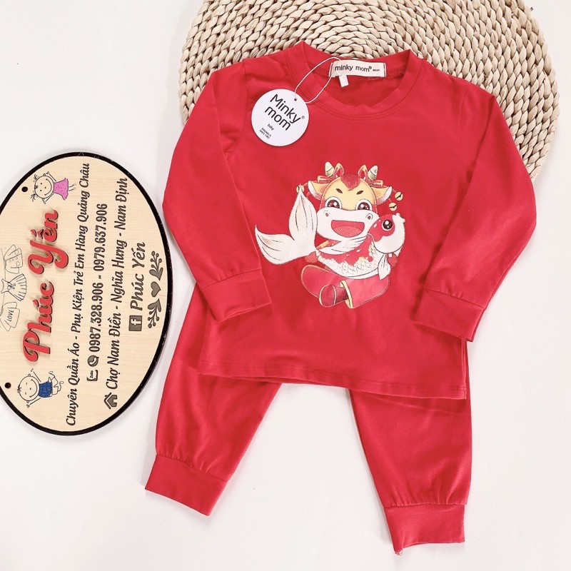 Bộ  Dài Tay Cotton 100 % Hàng Minky Mom  Họa Tiết Trâu Vàng May Mắn Cho Bé (8-18kg)(SP001411 )