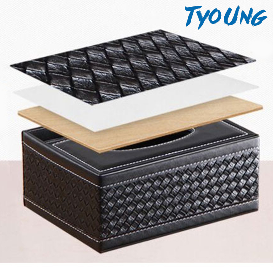 [TYOUNG]Tissue Box Desktop Remote Control Smartphone Holder Organizer Decorative Black