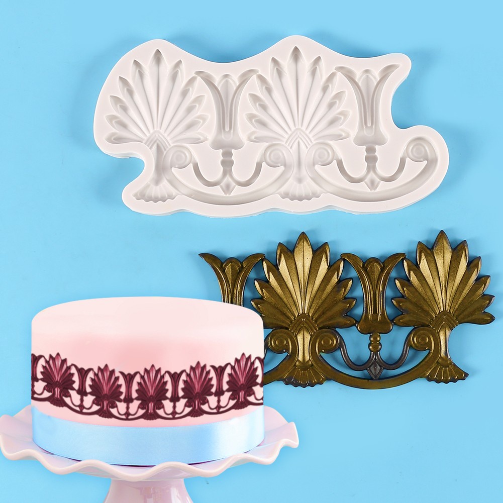 Đường viền bánh Khuôn silicone Châu Âu Mô hình Retro Tự làm Màu xám Không độc hại cho Nhựa đất sét Sôcôla