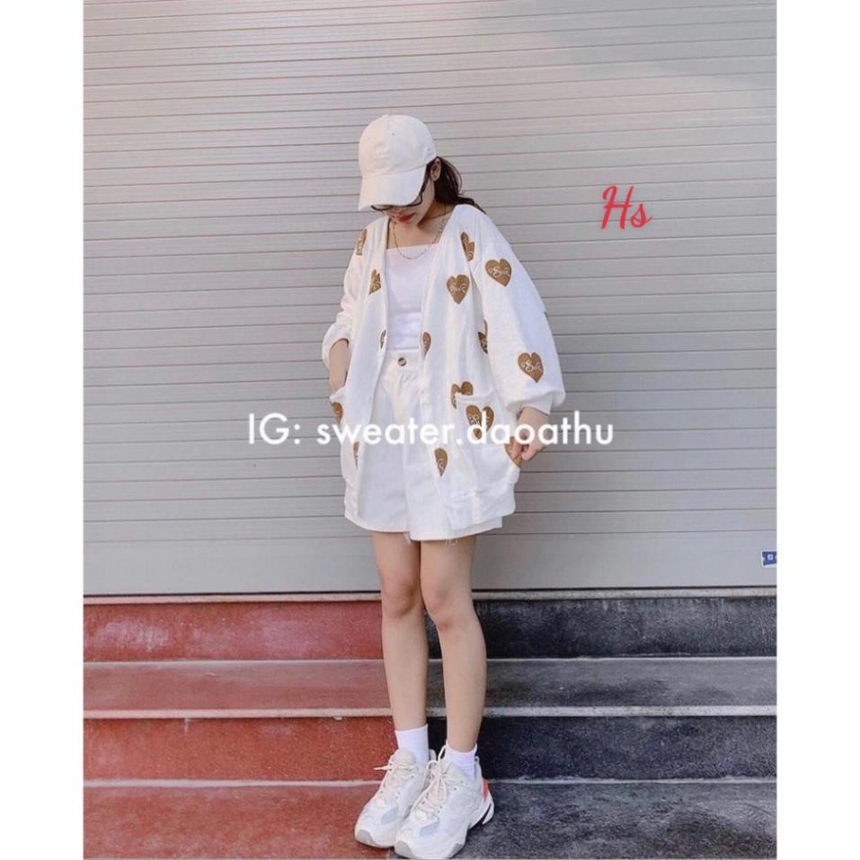 (Quà là móc dán treo tường) Áo Cardigan Hình Trái Tim Phong Cách  SWE Chất Liệu Nỉ Cotton